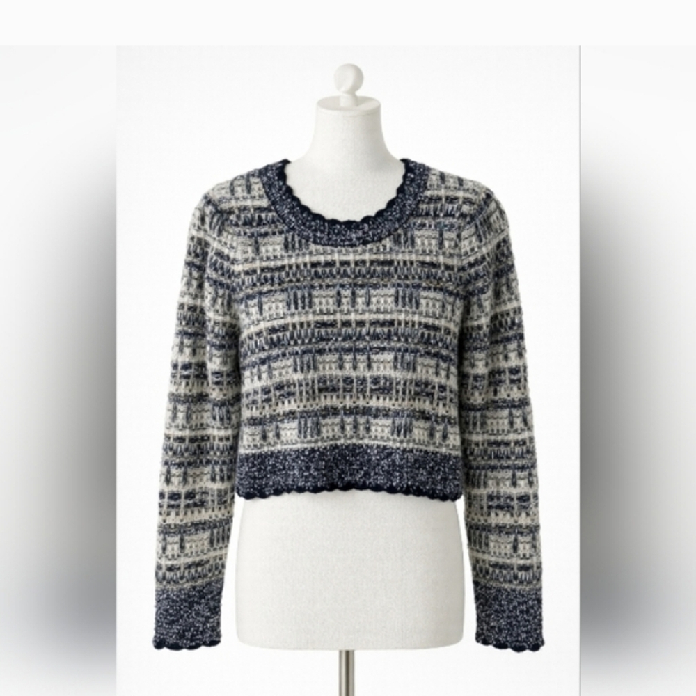 House of Harlow 1960 Navy and Cream Patterned Sweater✨